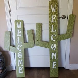 Handmade welcome Cactus signs